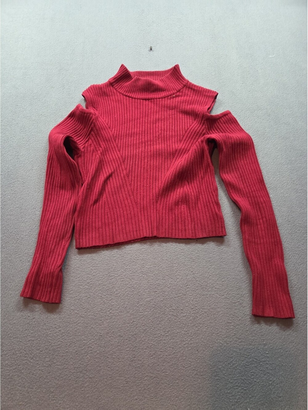 women's maroon Cold Shoulder Cutout Turtleneck Sweater by Bebe size M